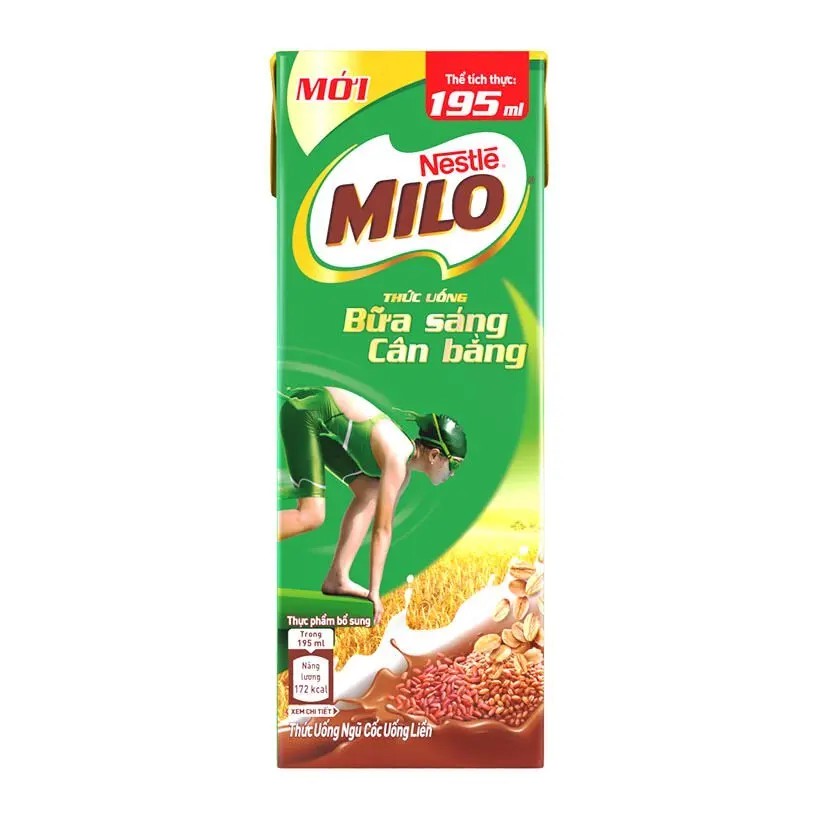 [1 Hộp] Sữa Ngũ Cốc Nestle Milo Bữa Sáng Cân Bằng 180ml