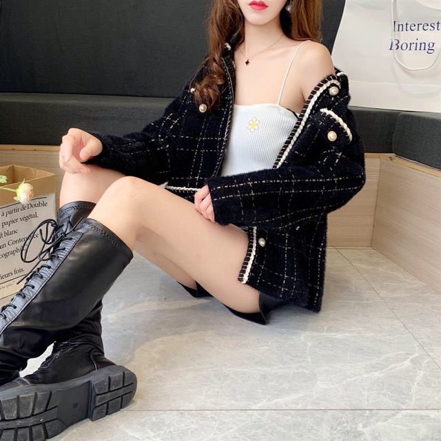 Áo Khoác Dạ Tweet Phong Cách Hàn Quốc Thời Trang Thu Đông Quảng Châu