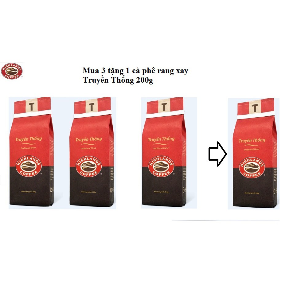 [SenXanh CAFE] Mua 3 gói tặng 1gói Cà phê Rang xay Truyền thống Highlands Coffee 200g | BigBuy360 - bigbuy360.vn
