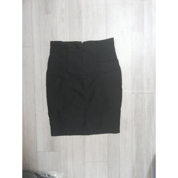 Chân váy kaki nịt eo VNXK cv bút chì cạp cao ôm body màu đen công sở xuất khẩu dư xịn
