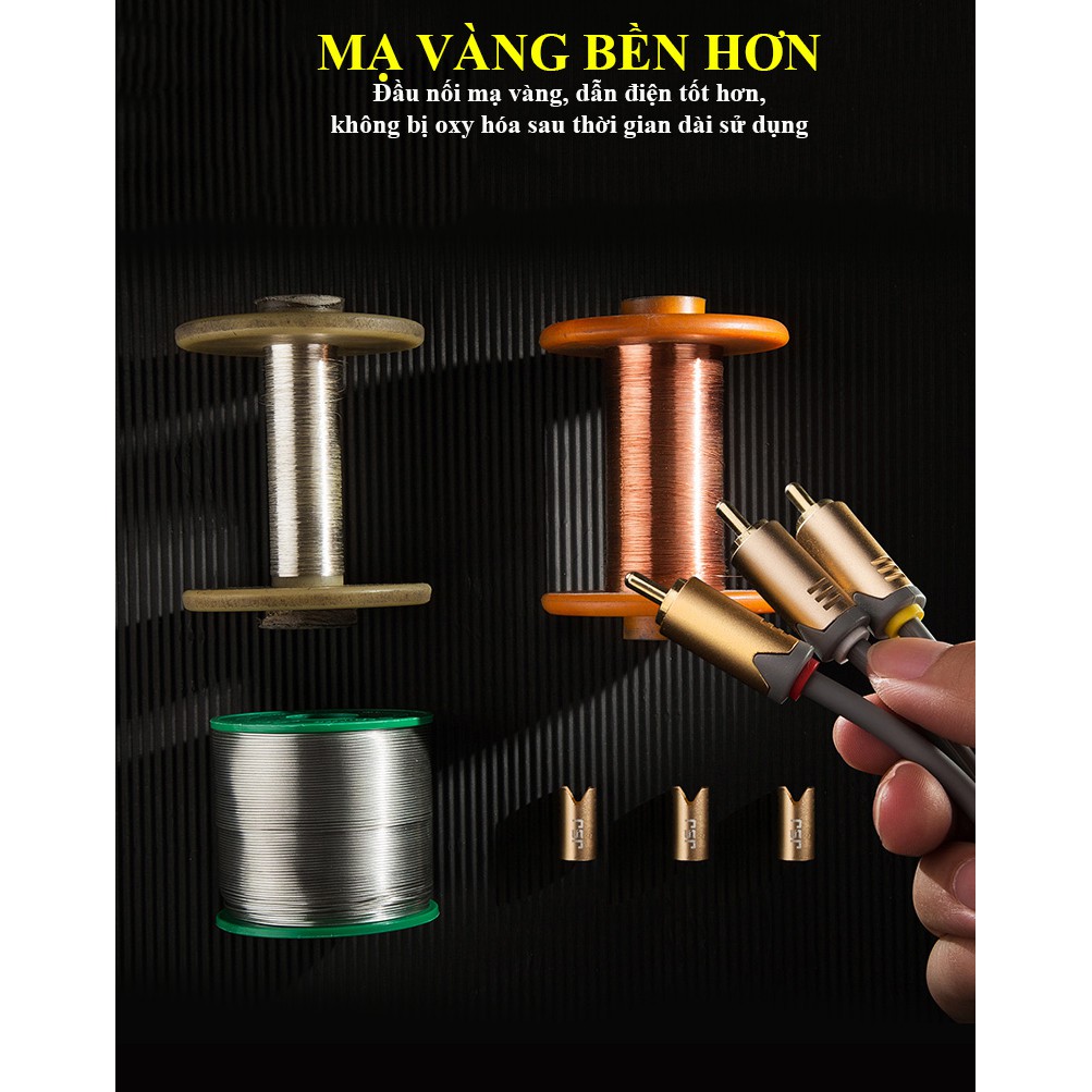 Dây tín hiệu 6 đầu bông sen (AV/RCA) JSJ 6432 dài 1.8m - 5m  dây đúc liền mạch và co giãn tốt, đầu cắm gia công mạ vàng