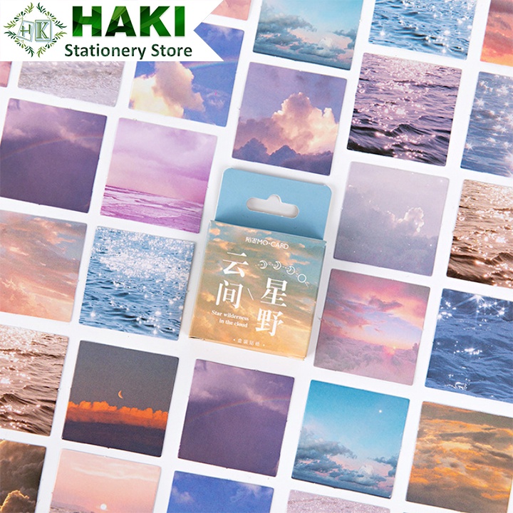 Nhãn dán sticker HAKI 46 hình dán cute trang trí sổ hình bầu trời giá rẻ ST29