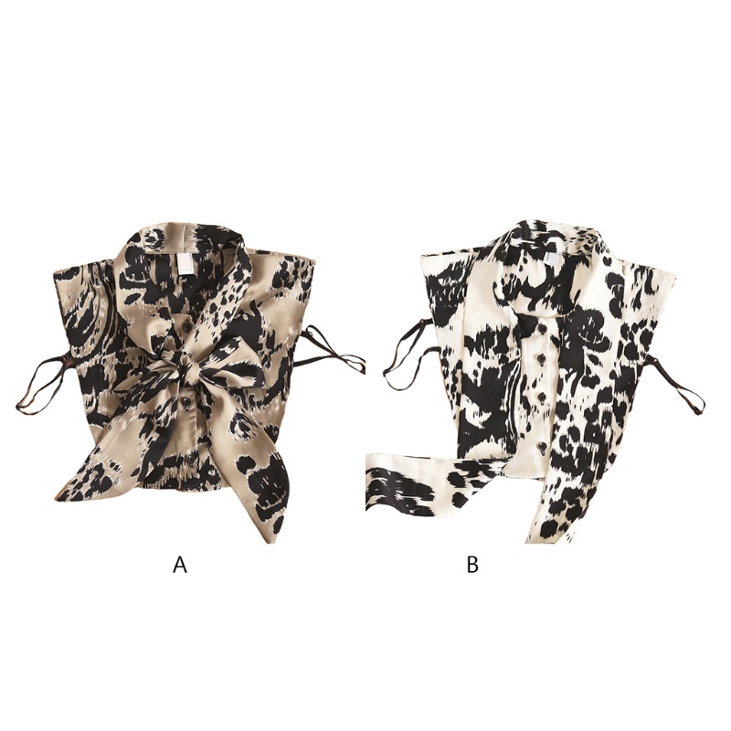 Áo Sơ Mi Cổ Cà Vạt Giả In Họa Tiết Da Báo Kiểu Vintage Thời Trang Công Sở Cho Bạn Gái