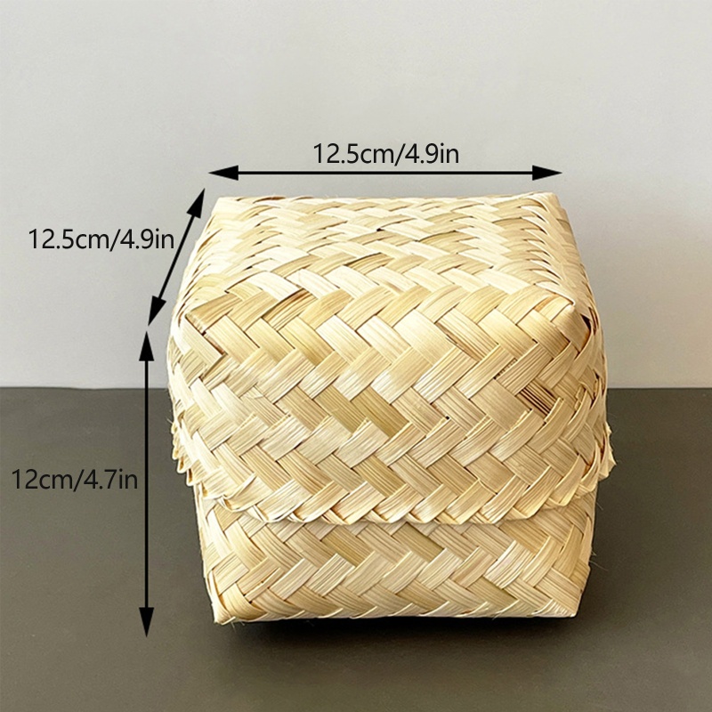 Giỏ Đan Tre Thủ Công Có Nắp Đậy Đựng Kẹo Cưới