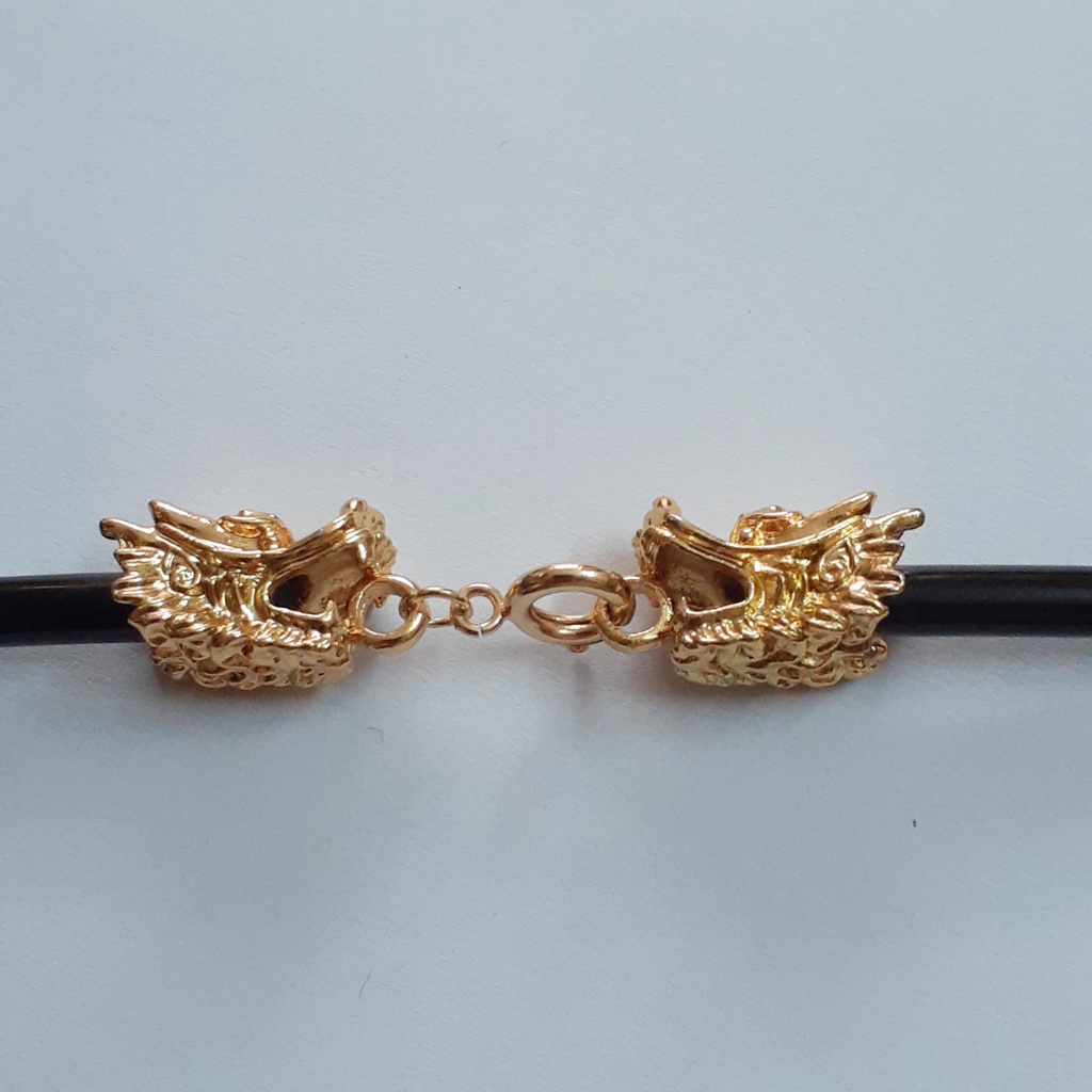 Dây chuyền nam cao su 5mm bọc đầu rồng mạ vàng sang trọng thể hiện phong độ mạnh mẽ