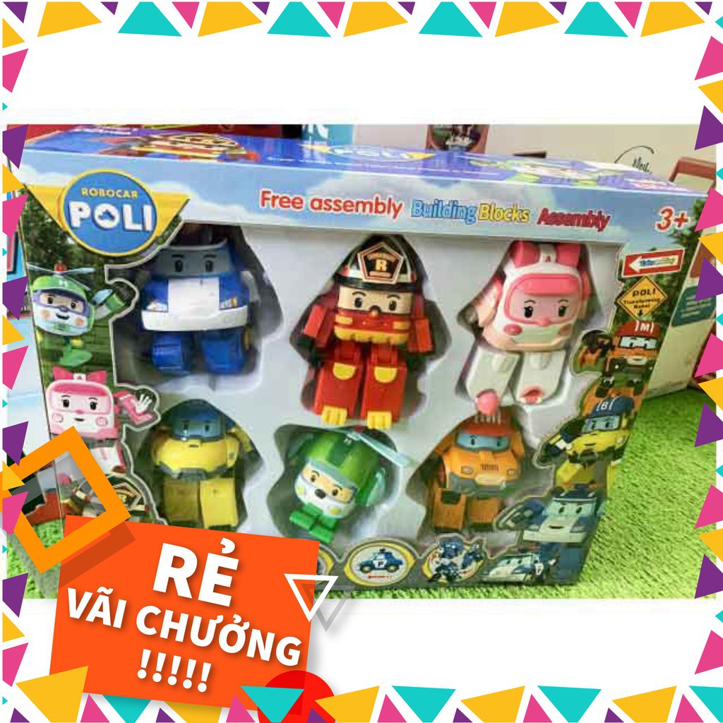 [tongkhotruongtien] Bộ xe Robocar Poli biến hình thành robot 6 chiếc