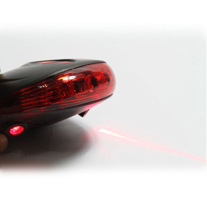 Đèn Chiếu Hậu Xe Đạp 2 Tia Laser Màu Đỏ Chùm Sáng Và 3 Đèn LED