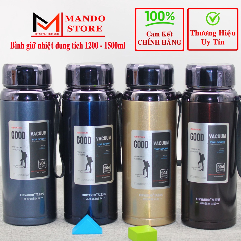 Bình Giữ Nhiệt Inox 304 Đựng Nước Dung Tích 1500ml Cao Cấp – Chọn Màu - GOOD Tặng Kèm Bộ Lọc Inox Cao Cấp