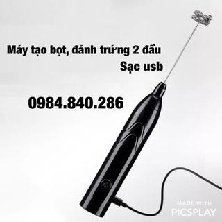 Máy tạo bọt cà phê, đánh trứng 2 đầu sạc điện