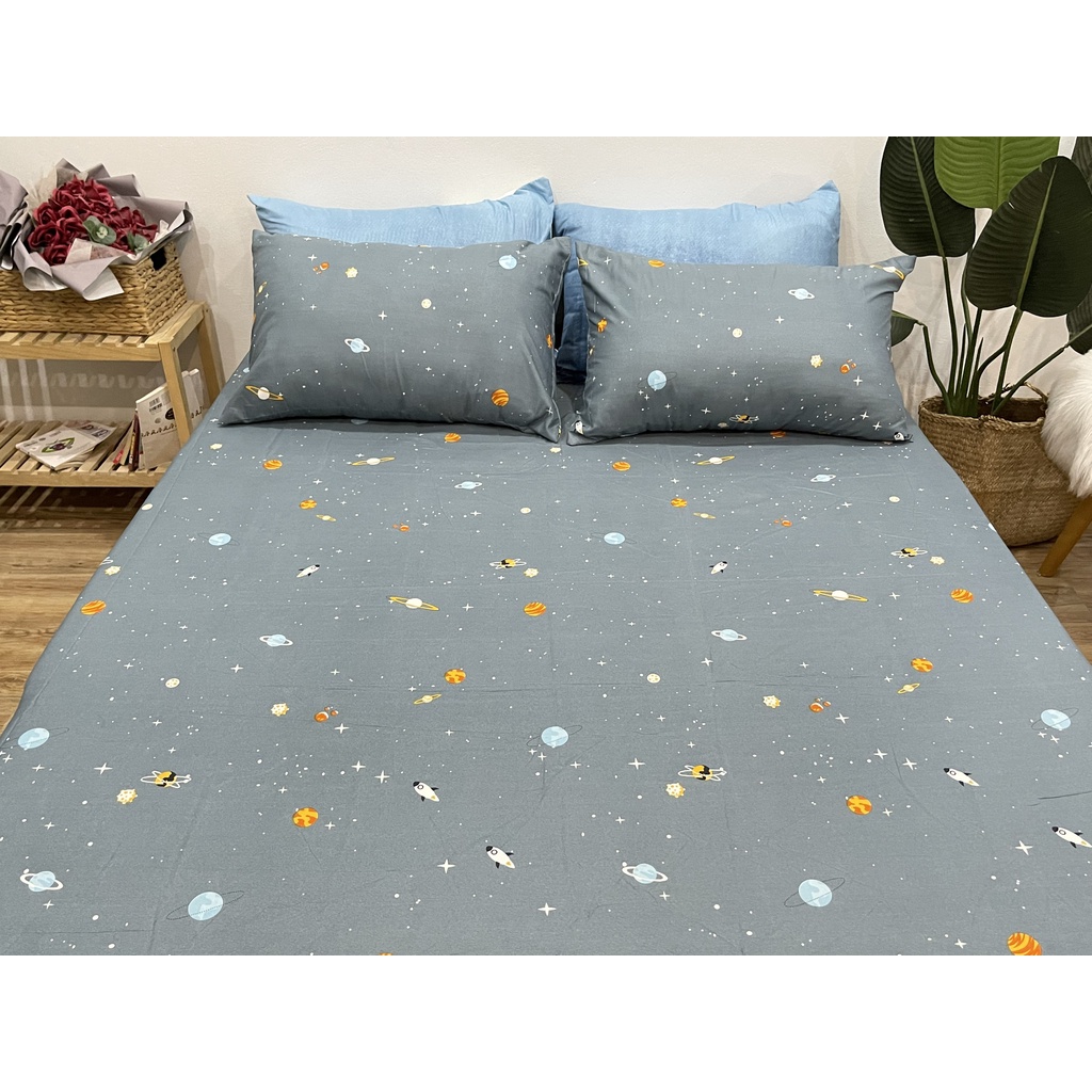 Bộ ga gối cotton poly Emmibedding Store mẫu hành tinh