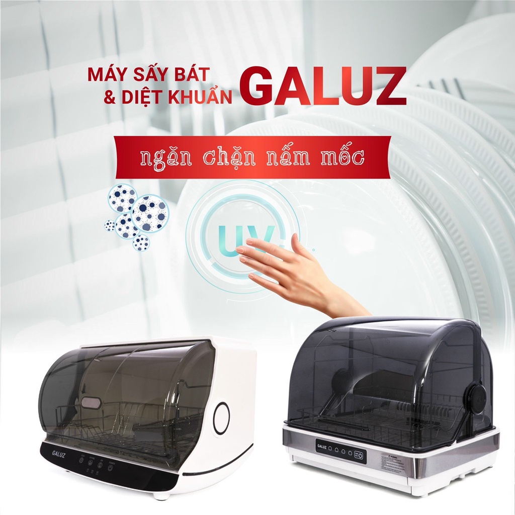 Máy sấy bát GALUZ, máy sấy và diệt khuẩn bát đĩa dung tích 42L,315W bảo hành 18 tháng lỗi đổi mới 10 ngày. BJG-68