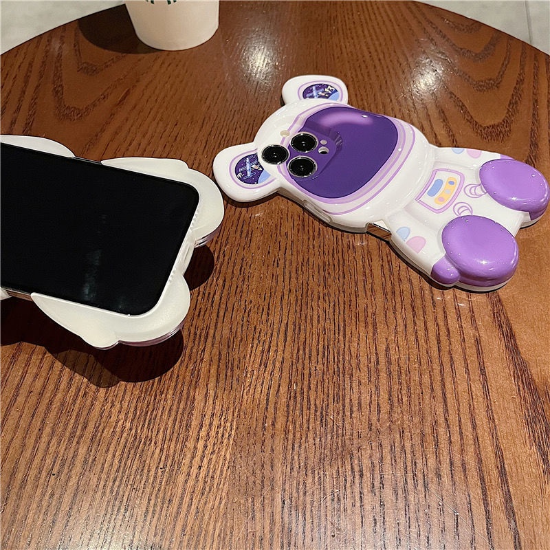 Ốp Điện Thoại Hình Gấu Phi Hành Gia 3D Cho IPhone 12 13 11 Pro Max X Xs Max Xr Zsx8