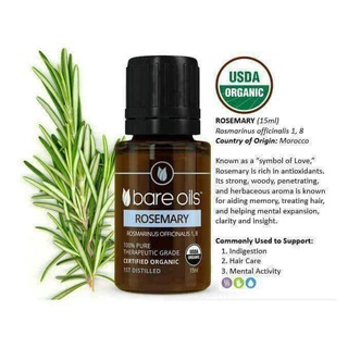[MADE IN USA] Tinh dầu Hương Thảo - Rosemary Essential Oil (Tinh dầu hữu cơ Bare Oils - USDA Organic) 15ml