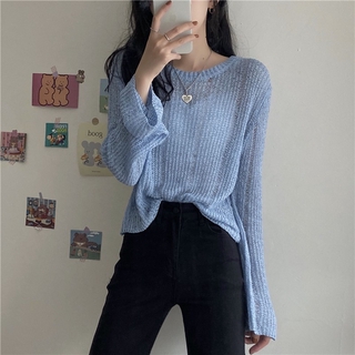 Áo Len Dệt Kim Dáng Rộng Phong Cách Hàn Quốc Dành Cho Nữ