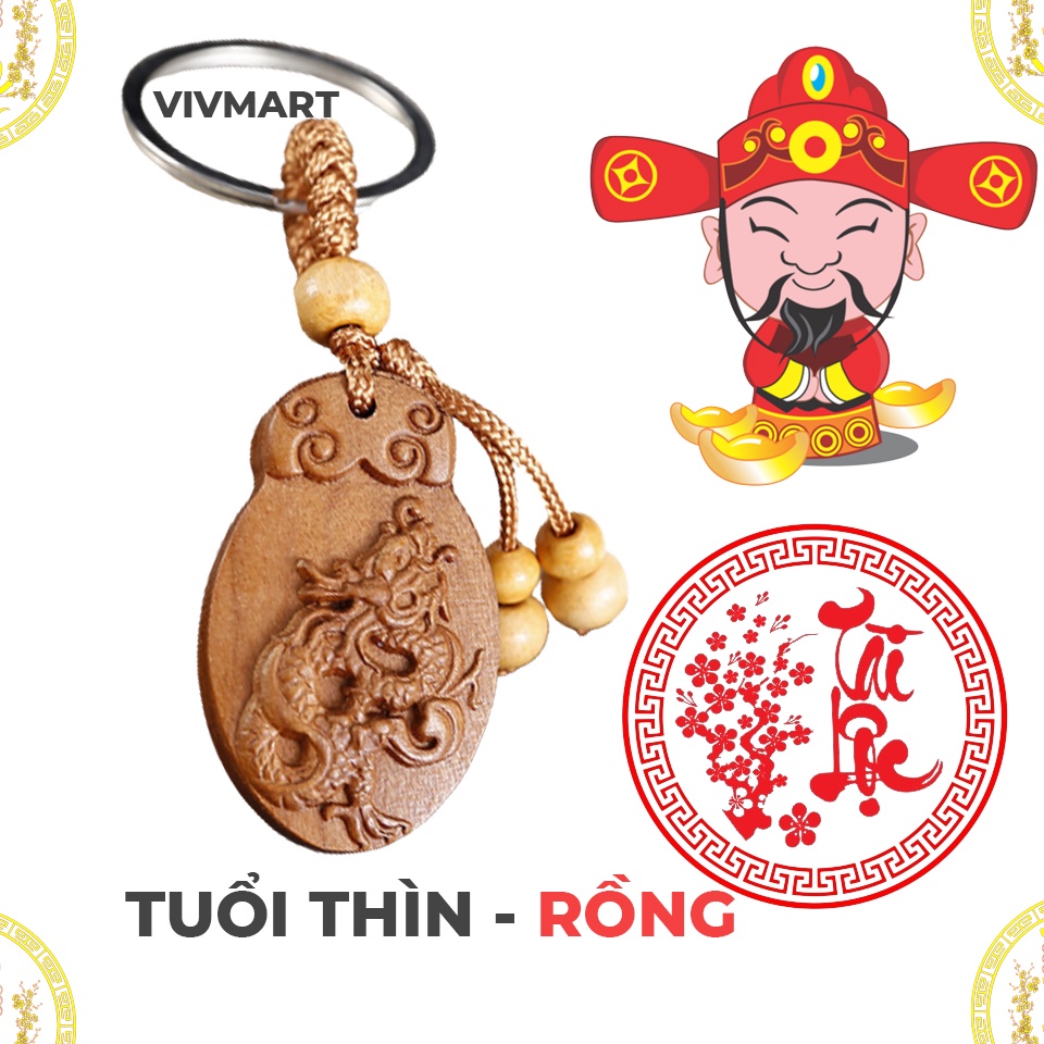 ✅ Móc Khóa Thẻ Gỗ Quý 12 Con Giáp Phong Thủy Theo Bản Mệnh - May Mắn, Tài Lộc, Công Danh, Sức Khỏe