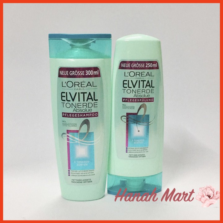 Bộ gội xả Loreal Elvital Tonerde chuyên dành cho tóc dầu, làm bông tóc của Pháp