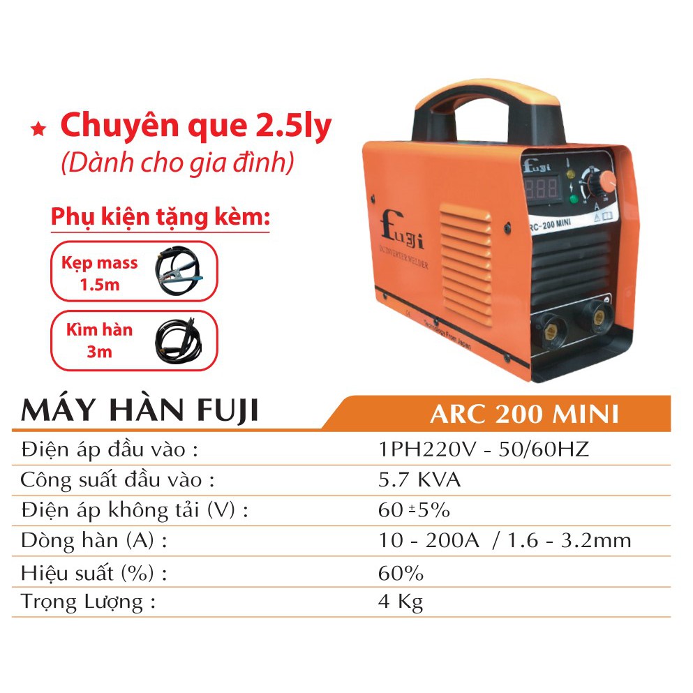 MÁY HÀN QUE ĐIỆN TỬ MINI FUJI ARC 200MINI - Hàng Chính Hãng 100%