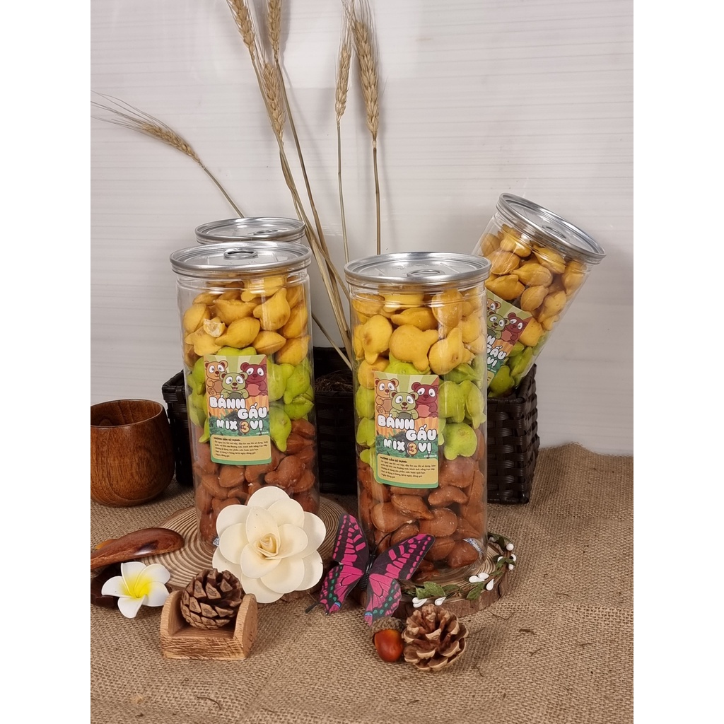 Bánh gấu nhân kem mix 3 vị Truyền thống, Socola, Chùm ngây 420g - H FOODS