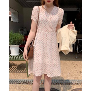 Micah Dress - Đầm voan trắng hoa nhí hồng