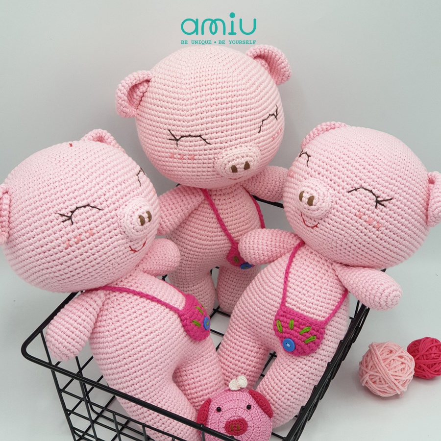 Gấu bông móc len Amigurumi cao cấp - Heo Piggie - SP000127