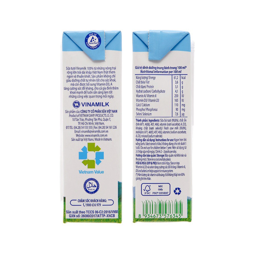 [HSD T10-2023] Thùng 48 Hộp Sữa Tươi Tiệt Trùng Vinamilk 100% Có Đường 180ml
