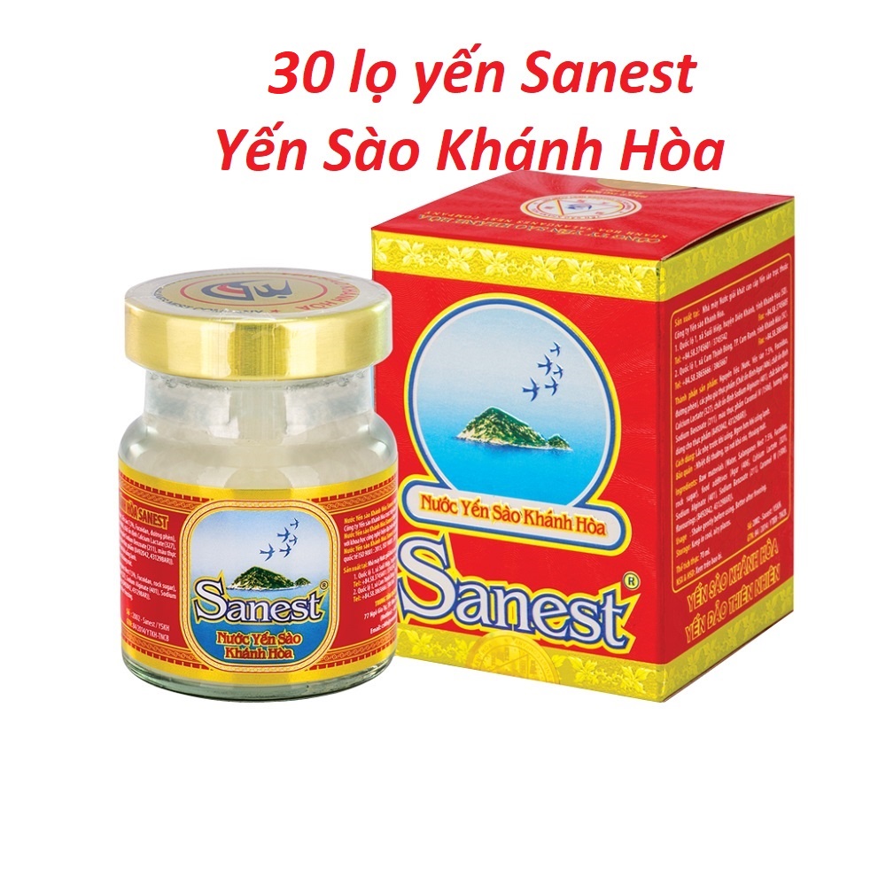 30 lọ nước Yến Sào Khánh Hòa Sanest hũ 70 ml có đường, không đường