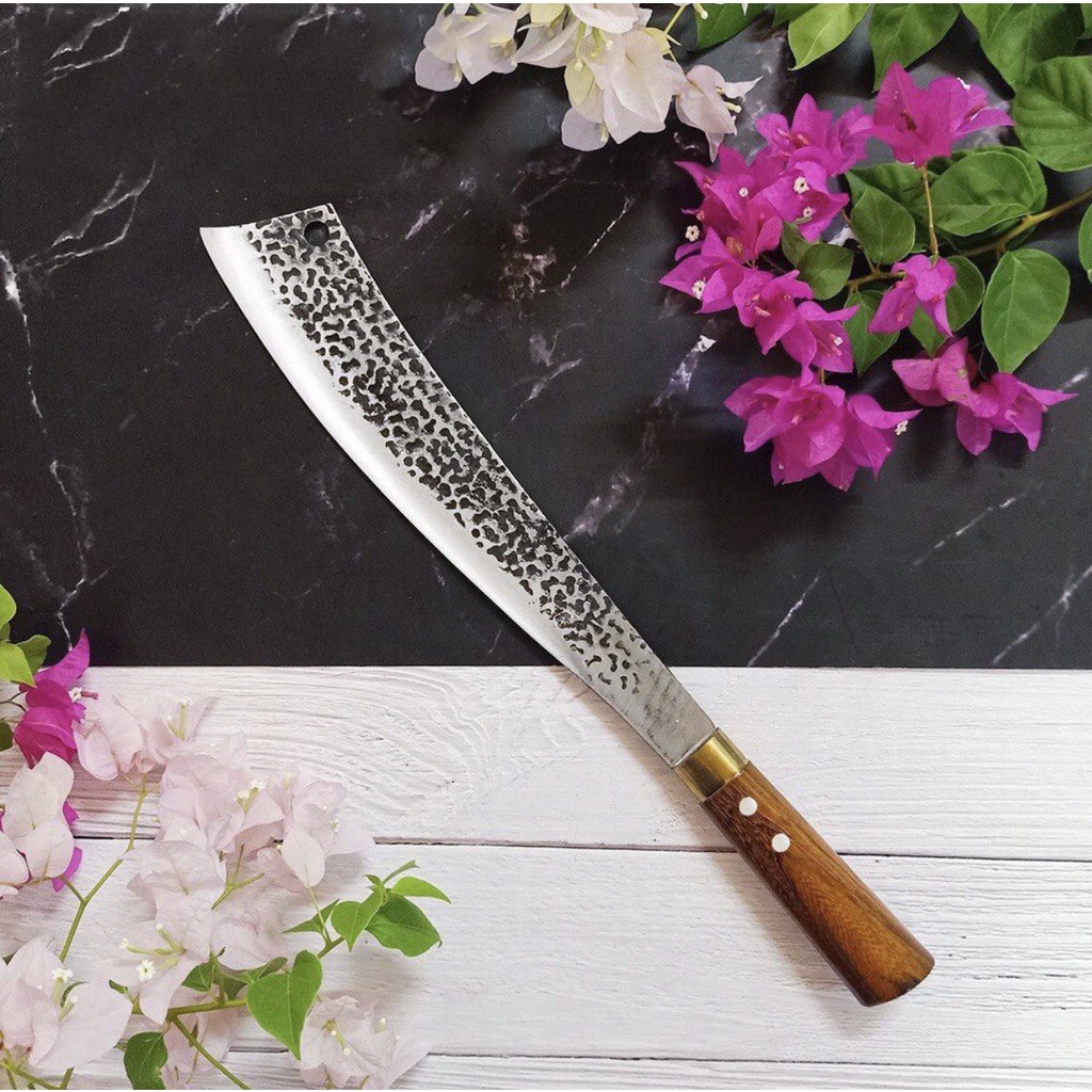 Dao bếp BỘ 5 dao nhà bếp cao cấp làm 100% từ nhíp xe ô tô cán gỗ cẩm chỉ cực kì chắc chắn
