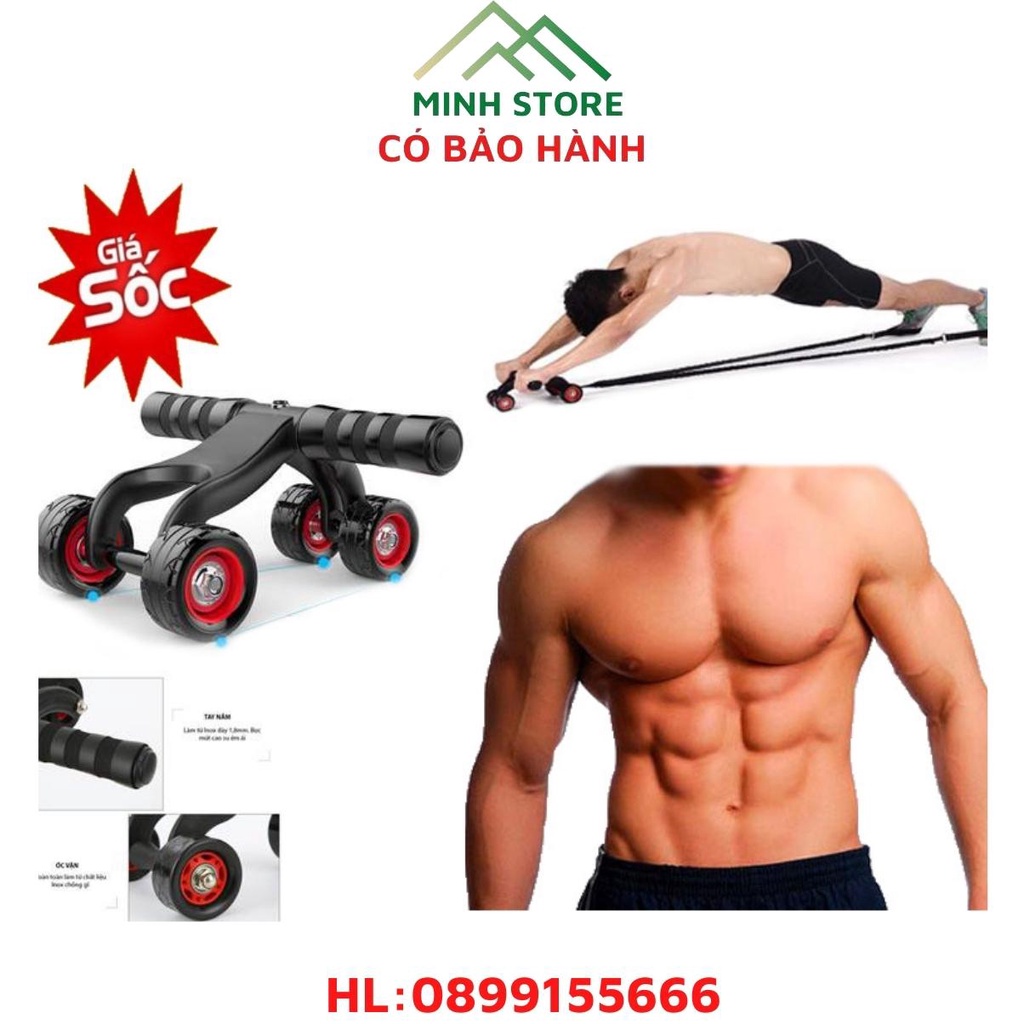 Con Lăn Tập Bụng 4 Bánh , Tập Cơ Bụng Hiệu Quả, Dụng Cụ Tập Gym Tại Nhà.