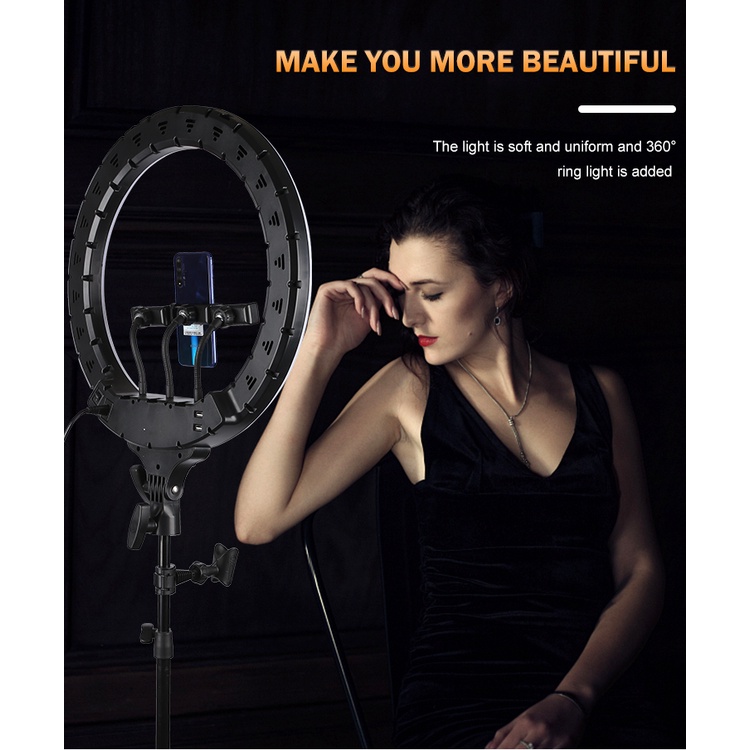 Tripod + Đèn led Livestream HQ-18 (45cm) phụ kiện hỗ trợ quay video, livestream, tặng kèm chân đèn 2m