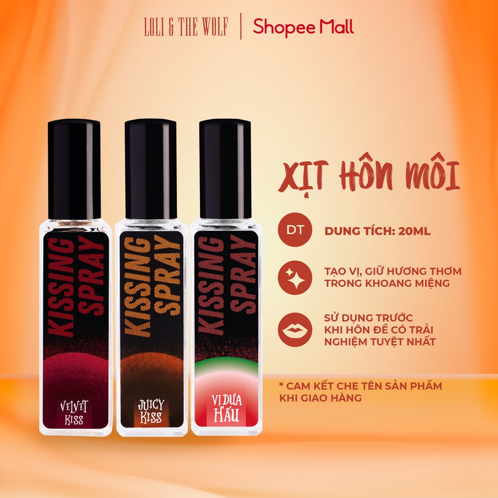 Xịt Thơm Miệng Kissing Spray Loli The Wolf 20ml Hương Trái Cây Kẹo Ngọt The Mát Vị Bạc Hà Tự Tin Rạng Rỡ