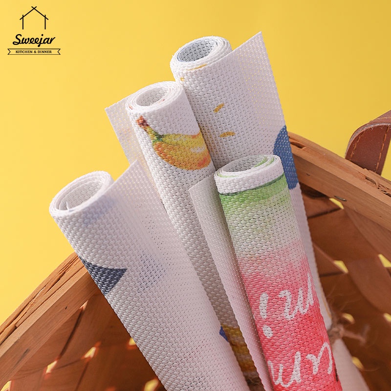 SWEEJAR 1 Miếng Lót Bàn Ăn Bằng PVC Cách Nhiệt Chống Trượt/Dầu/Thấm Nước/Chống Trượt Họa Tiết Hoạt Hình