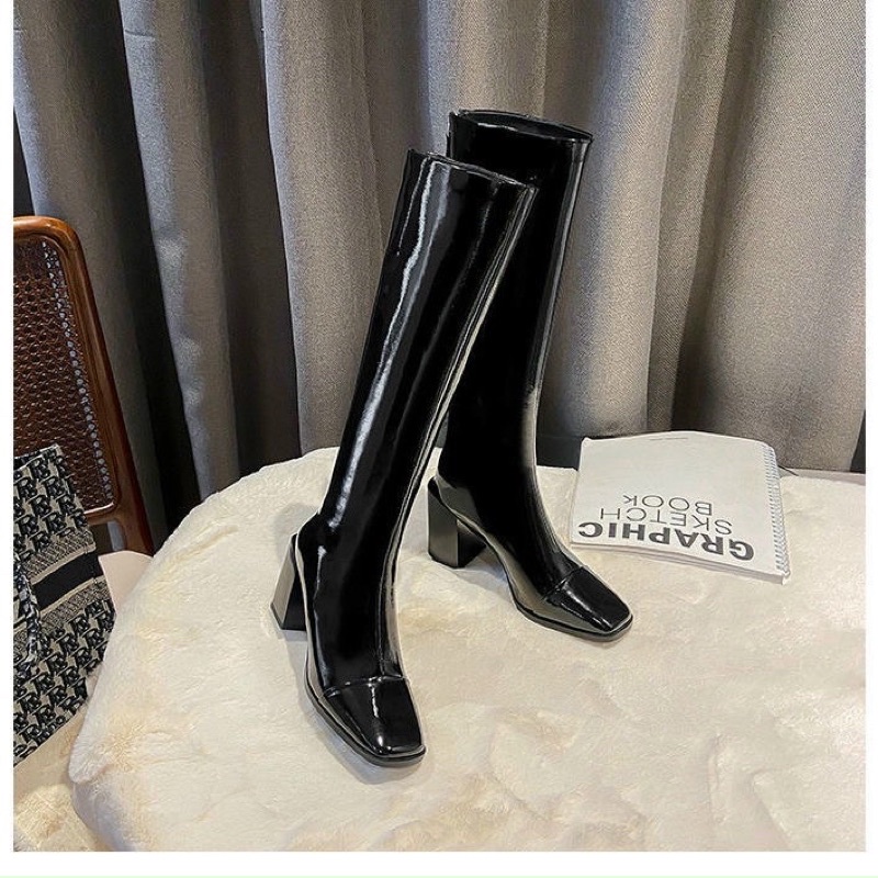bốt gối (boot đùi) da bóng siêu ôm mũi vuông (full hộp- hàng QC) mã 269 | BigBuy360 - bigbuy360.vn