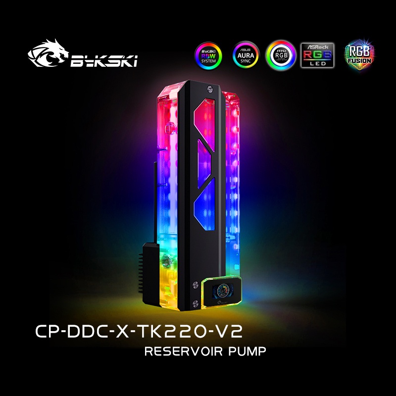 Tank hộp kèm pump có màn hình nhiệt độ của Bykski CP-DDC-X-TK-V2