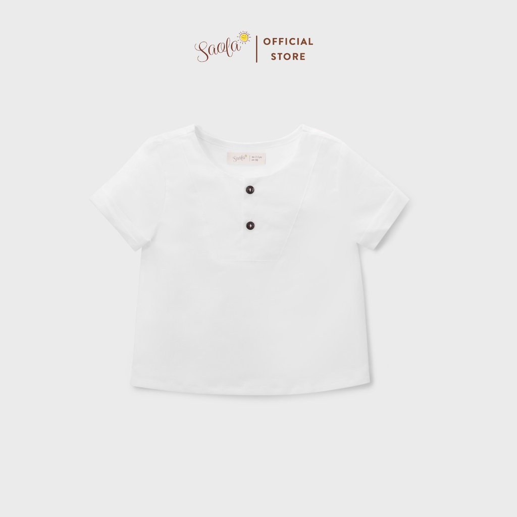 Áo Sơ Mi Cổ Tròn Tay Ngắn Chất Liệu Linen Thoáng Mát Cho Bé - VENTI SHIRT - TOL005 - SAOLA KIDS CLOTHING
