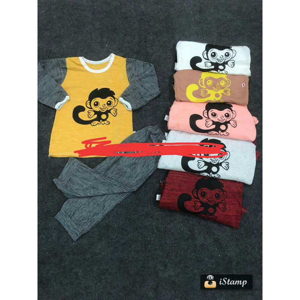 Đồ bộ thu đông cho bé in hình khỉ con hàng Made in Việt Nam