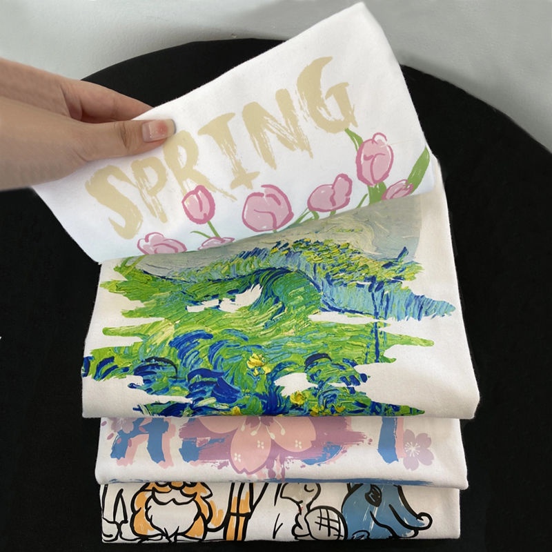 Áo Thun Cotton Ngắn Tay Dáng Suông Thời Trang Cho Nữ