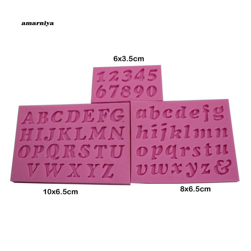 Bộ 3 khuôn silicon làm bánh kẹo khắc họa tiết ký tự tiếng Anh và các con số