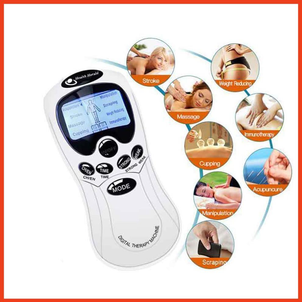 Máy Massage Xung Điện Digital Therapy Machine SYK-208 4 Miếng Dán Vật Lý Trị Liệu Mát Xa Châm Cứu Bấm Huyệt Cầm Tay