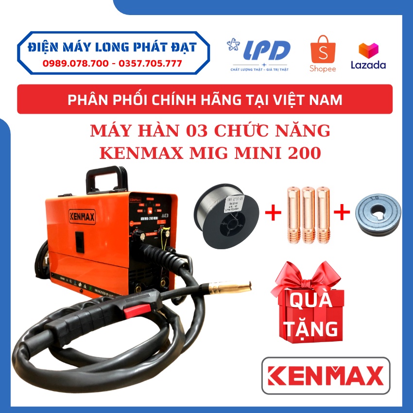 Máy hàn Kenmax MIG Mini 200 3 chức năng hàn mig không dùng khí hàn mig dùng khí hàn que bảo hành chính hãng KMMIG200