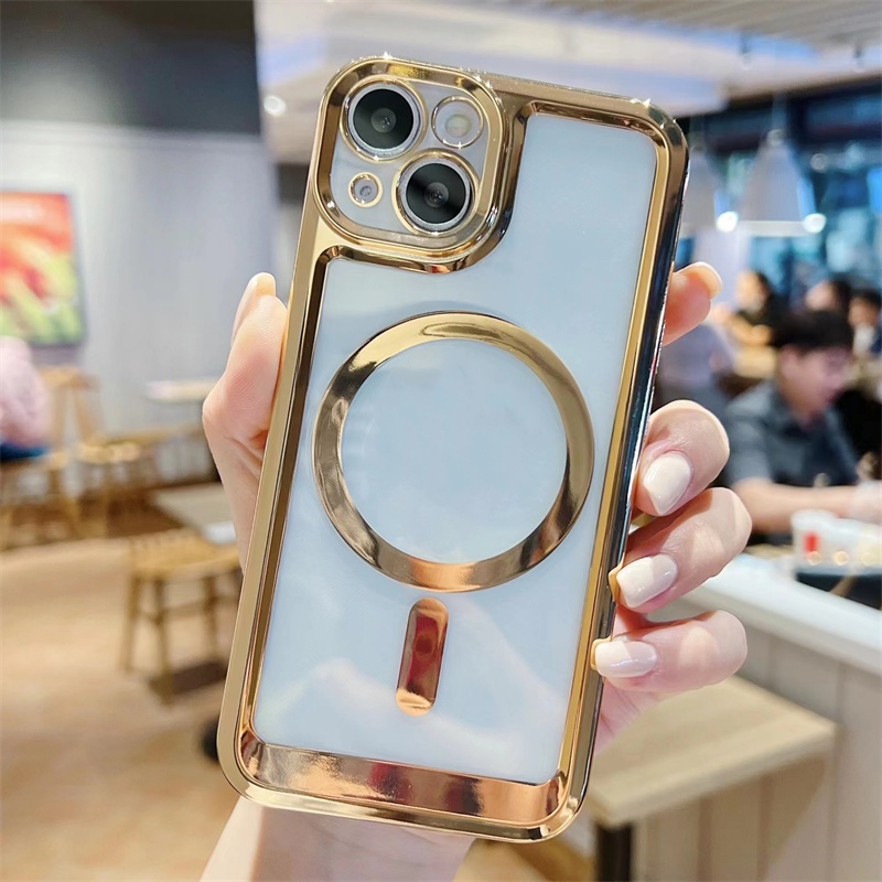 (Ring Magsafe) Ốp Điện Thoại Trong Suốt Mạ Từ Tính Sang Trọng Cho iPhone 11 Case 12 13 Pro max 12Pro 13Pro