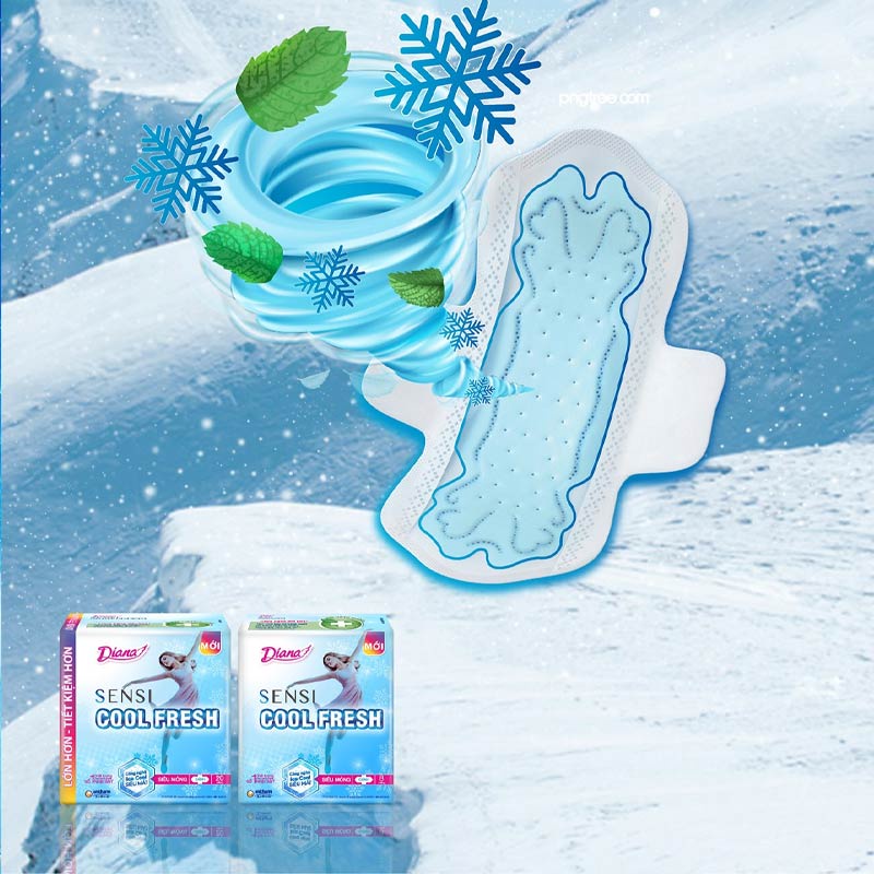 Combo 4 gói băng vệ sinh Diana Sensi Cool Fresh 20 miếng siêu mỏng cánh, Băng vệ sinh Diana siêu thấm