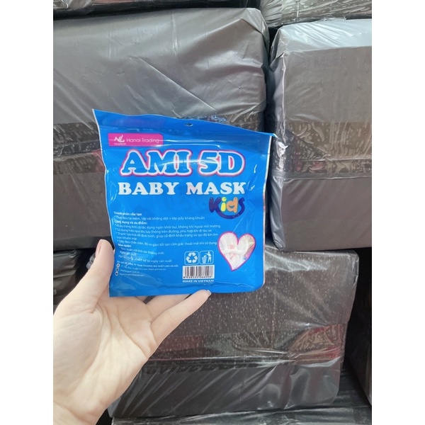 Sỉ 10 hộp khẩu trang 5D trẻ em Ami  cho bé từ 1-5 tuổi hàng chính hãng