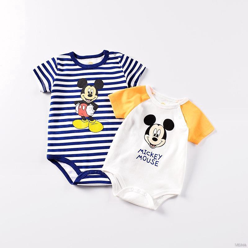 Áo liền quần tay ngắn in hình chuột Mickey hoạt hình dễ thương cho bé sơ sinh