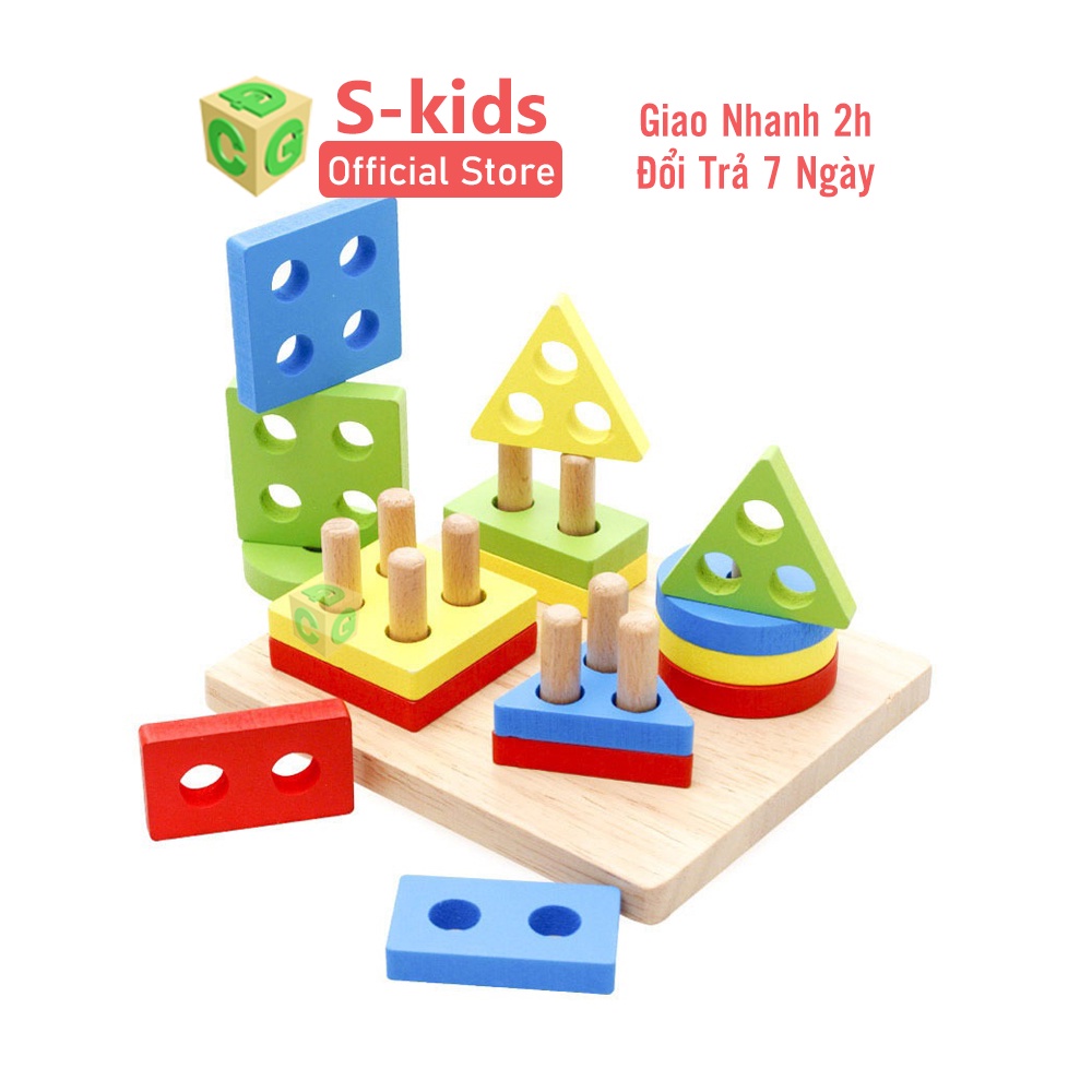 Đồ Chơi Gỗ S-Kids, Thả hình khối 4 tru.