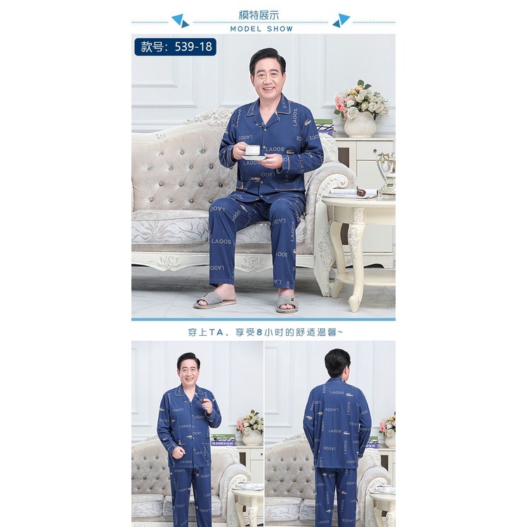 Bộ Đồ Ngủ Pijama Thời Trang Thu Đông Cho Đàn Ông Trung Niên