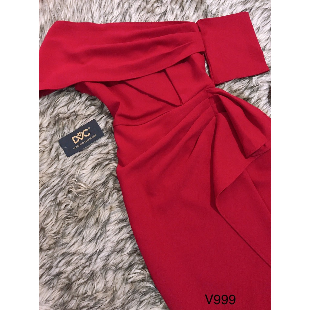 ⚡FLASH SALE⚡ Đầm đỏ thiết kế lệch vai V999 – lên dáng cực đẹp