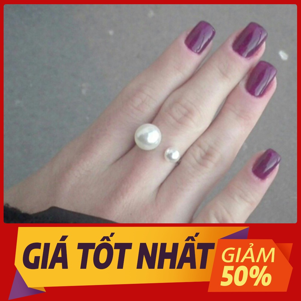 Nhẫn Nữ Hở 2 Đầu Đính Hạt Cườm Thời Trang