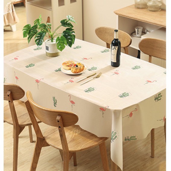 Tấm vải nhựa PVC chống thấm khăn trải bàn ăn caro chống thấm nước - màu trang nhã