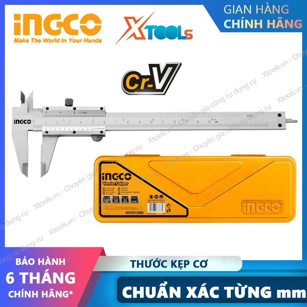 Thước kẹp cơ siêu chính xác INGCO thép Cr-V siêu cứng chống rỉ chuẩn xác tuyệt đối sửa chữa cơ khí tiện kim loại