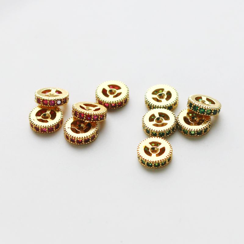 Phụ Kiện Hạt Làm Trang Sức Vòng Tay/Dây Chuyền Bằng Đồng 14K Đính Đá Zircon Màu Đỏ-Xanh Lá Đỏ diy